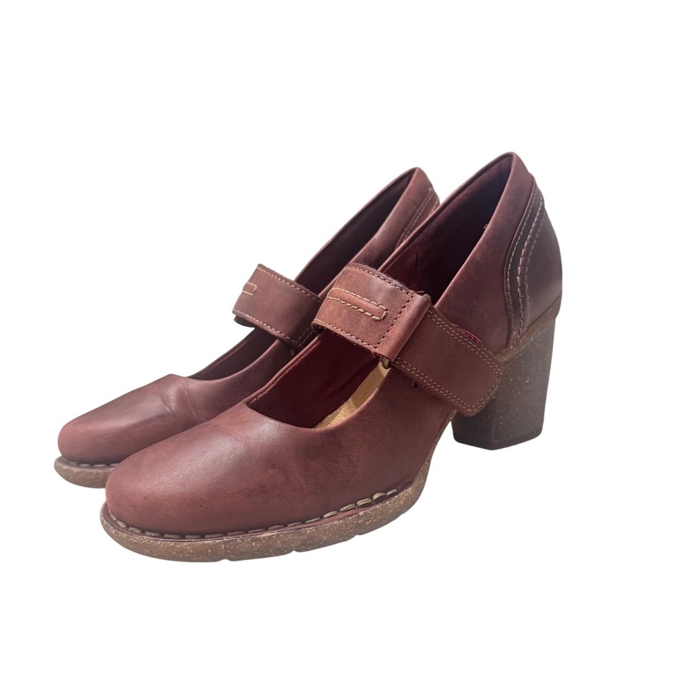 Clarks Artisan Carleta Prato Mary Jane Heels 6.5 Burgundy Leather